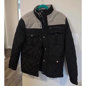 Benjamin Black Quilted Jacket Men’s Medium Black & Gray Casual Winter Coat
